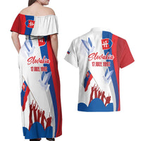 Slovakia Independence Day Couples Matching Off Shoulder Maxi Dress and Hawaiian Shirt 17th July 1992