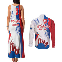 Slovakia Independence Day Couples Matching Tank Maxi Dress and Long Sleeve Button Shirt 17th July 1992