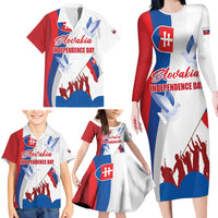 Slovakia Independence Day Family Matching Long Sleeve Bodycon Dress and Hawaiian Shirt 17th July 1992