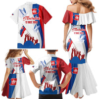 Slovakia Independence Day Family Matching Mermaid Dress and Hawaiian Shirt 17th July 1992