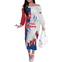 Slovakia Independence Day Family Matching Off The Shoulder Long Sleeve Dress and Hawaiian Shirt 17th July 1992