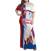 Slovakia Independence Day Family Matching Off Shoulder Maxi Dress and Hawaiian Shirt 17th July 1992