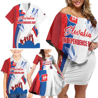 Slovakia Independence Day Family Matching Off Shoulder Short Dress and Hawaiian Shirt 17th July 1992