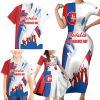 Slovakia Independence Day Family Matching Short Sleeve Bodycon Dress and Hawaiian Shirt 17th July 1992