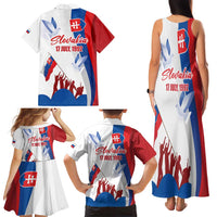 Slovakia Independence Day Family Matching Tank Maxi Dress and Hawaiian Shirt 17th July 1992