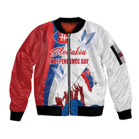 Slovakia Independence Day Sleeve Zip Bomber Jacket 17th July 1992