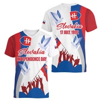 Slovakia Independence Day Women V-Neck T-Shirt 17th July 1992