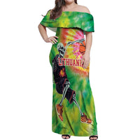 Custom Lithuania Basketball Off Shoulder Maxi Dress Retro Style Version 1992