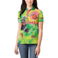 Custom Lithuania Basketball Women Polo Shirt Retro Style Version 1992