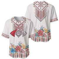 Romania Happy Martisor Day 1 March Baseball Jersey Martenitsa and Peony Romanian Traditional Pattern