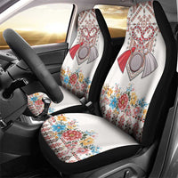 Romania Happy Martisor Day 1 March Car Seat Cover Martenitsa and Peony Romanian Traditional Pattern