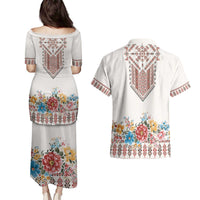 Romania Happy Martisor Day 1 March Couples Matching Puletasi and Hawaiian Shirt Martenitsa and Peony Romanian Traditional Pattern