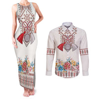 Romania Happy Martisor Day 1 March Couples Matching Tank Maxi Dress and Long Sleeve Button Shirt Martenitsa and Peony Romanian Traditional Pattern