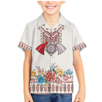 Romania Happy Martisor Day 1 March Family Matching Mermaid Dress and Hawaiian Shirt Martenitsa and Peony Romanian Traditional Pattern