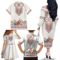 Romania Happy Martisor Day 1 March Family Matching Off The Shoulder Long Sleeve Dress and Hawaiian Shirt Martenitsa and Peony Romanian Traditional Pattern