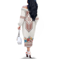Romania Happy Martisor Day 1 March Family Matching Off The Shoulder Long Sleeve Dress and Hawaiian Shirt Martenitsa and Peony Romanian Traditional Pattern