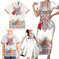 Romania Happy Martisor Day 1 March Family Matching Short Sleeve Bodycon Dress and Hawaiian Shirt Martenitsa and Peony Romanian Traditional Pattern