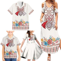 Romania Happy Martisor Day 1 March Family Matching Summer Maxi Dress and Hawaiian Shirt Martenitsa and Peony Romanian Traditional Pattern