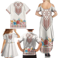 Romania Happy Martisor Day 1 March Family Matching Summer Maxi Dress and Hawaiian Shirt Martenitsa and Peony Romanian Traditional Pattern