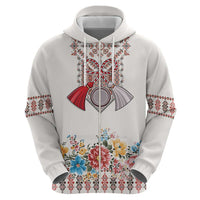 Romania Happy Martisor Day 1 March Hoodie Martenitsa and Peony Romanian Traditional Pattern