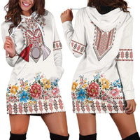 Romania Happy Martisor Day 1 March Hoodie Dress Martenitsa and Peony Romanian Traditional Pattern