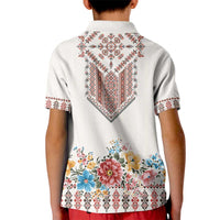 Romania Happy Martisor Day 1 March Kid Polo Shirt Martenitsa and Peony Romanian Traditional Pattern