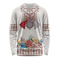 Romania Happy Martisor Day 1 March Long Sleeve Shirt Martenitsa and Peony Romanian Traditional Pattern