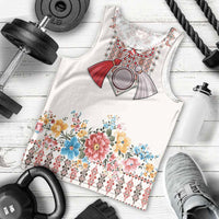 Romania Happy Martisor Day 1 March Men Tank Top Martenitsa and Peony Romanian Traditional Pattern