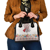 Romania Happy Martisor Day 1 March Shoulder Handbag Martenitsa and Peony Romanian Traditional Pattern