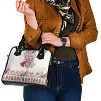 Romania Happy Martisor Day 1 March Shoulder Handbag Martenitsa and Peony Romanian Traditional Pattern