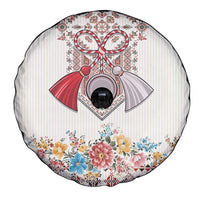 Romania Happy Martisor Day 1 March Spare Tire Cover Martenitsa and Peony Romanian Traditional Pattern