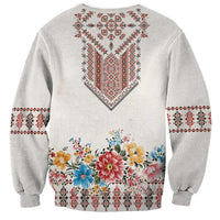Romania Happy Martisor Day 1 March Sweatshirt Martenitsa and Peony Romanian Traditional Pattern