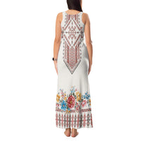 Romania Happy Martisor Day 1 March Tank Maxi Dress Martenitsa and Peony Romanian Traditional Pattern