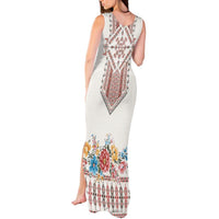 Romania Happy Martisor Day 1 March Tank Maxi Dress Martenitsa and Peony Romanian Traditional Pattern