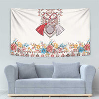 Romania Happy Martisor Day 1 March Tapestry Martenitsa and Peony Romanian Traditional Pattern