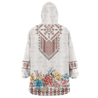 Romania Happy Martisor Day 1 March Wearable Blanket Hoodie Martenitsa and Peony Romanian Traditional Pattern
