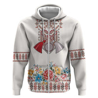 Romania Happy Martisor Day 1 March Zip Hoodie Martenitsa and Peony Romanian Traditional Pattern