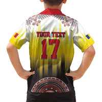 Custom Romania Football Go Champions Family Matching Off Shoulder Maxi Dress and Hawaiian Shirt Romanian Traditional Patern