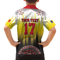 Custom Romania Football Go Champions Family Matching Short Sleeve Bodycon Dress and Hawaiian Shirt Romanian Traditional Patern