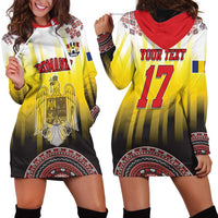 Custom Romania Football Go Champions Hoodie Dress Romanian Traditional Patern