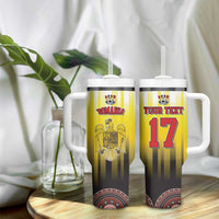 Custom Romania Football Go Champions Tumbler With Handle Sporty Style with Romanian Traditional Patern