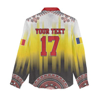 Custom Romania Football Go Champions Women Casual Shirt Romanian Traditional Patern