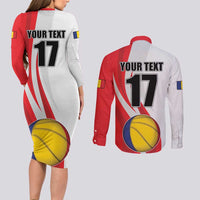 Custom Romania Tennis Winners Never Quit Couples Matching Long Sleeve Bodycon Dress and Long Sleeve Button Shirt Sporty Style