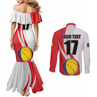 Custom Romania Tennis Winners Never Quit Couples Matching Mermaid Dress and Long Sleeve Button Shirt Sporty Style