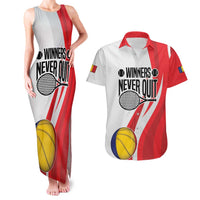 Custom Romania Tennis Winners Never Quit Couples Matching Tank Maxi Dress and Hawaiian Shirt Sporty Style