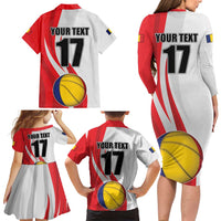Custom Romania Tennis Winners Never Quit Family Matching Long Sleeve Bodycon Dress and Hawaiian Shirt Sporty Style