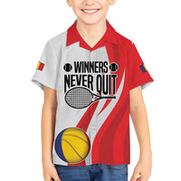 Custom Romania Tennis Winners Never Quit Family Matching Puletasi and Hawaiian Shirt Sporty Style