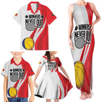 Custom Romania Tennis Winners Never Quit Family Matching Tank Maxi Dress and Hawaiian Shirt Sporty Style