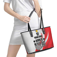 Custom Romania Tennis Winners Never Quit Leather Tote Bag Sporty Style
