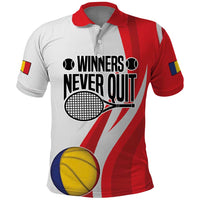 Custom Romania Tennis Winners Never Quit Polo Shirt Sporty Style